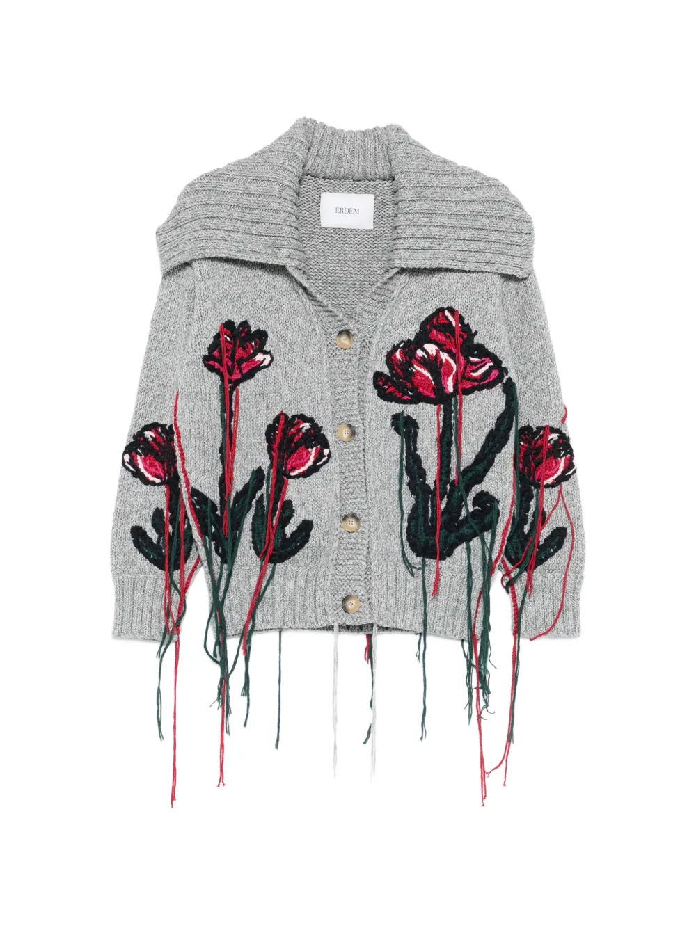 ERDEM Cardigan con dettaglio a fiori - Grigio