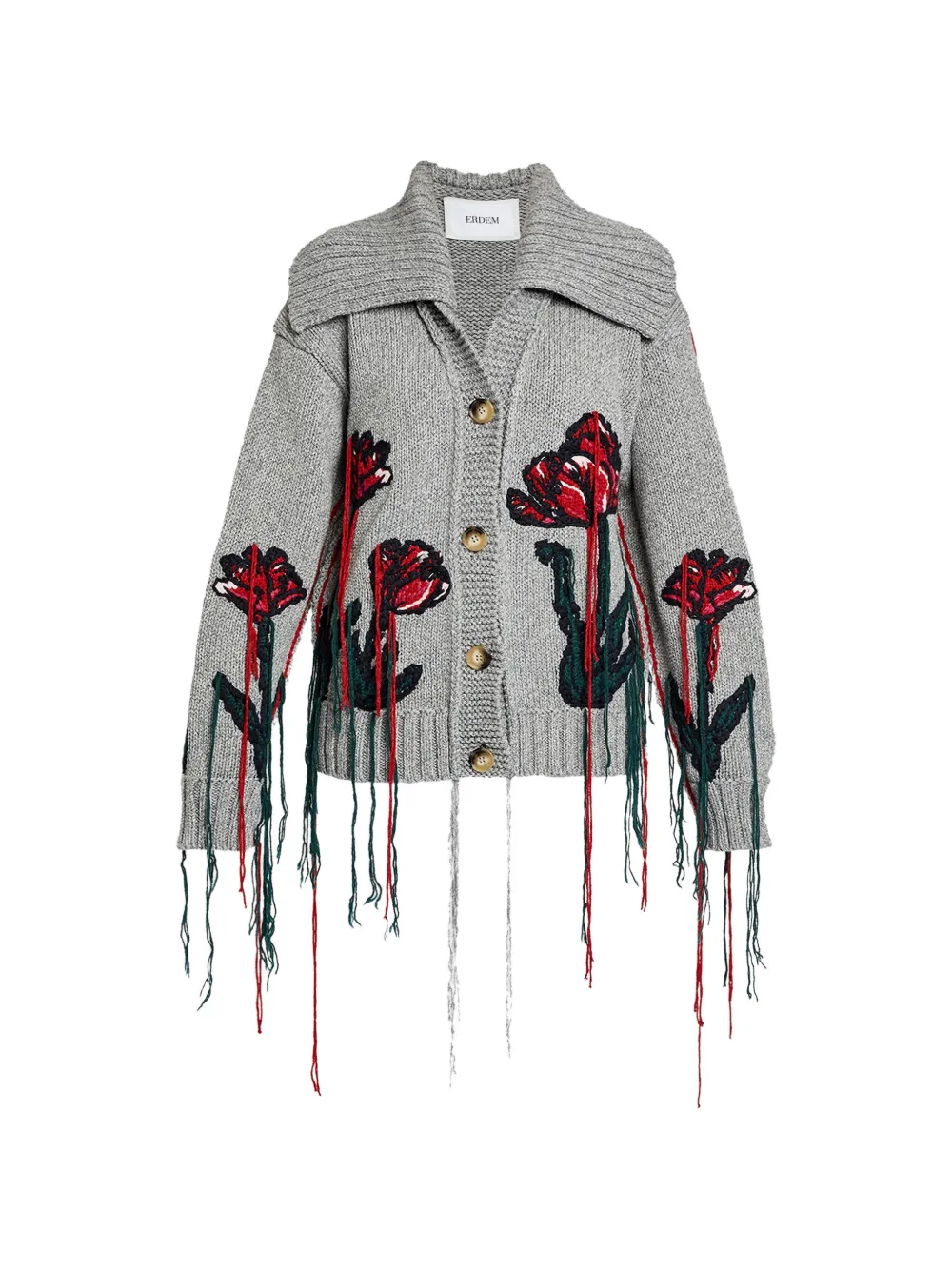 ERDEM Cardigan con dettaglio a fiori - Grigio