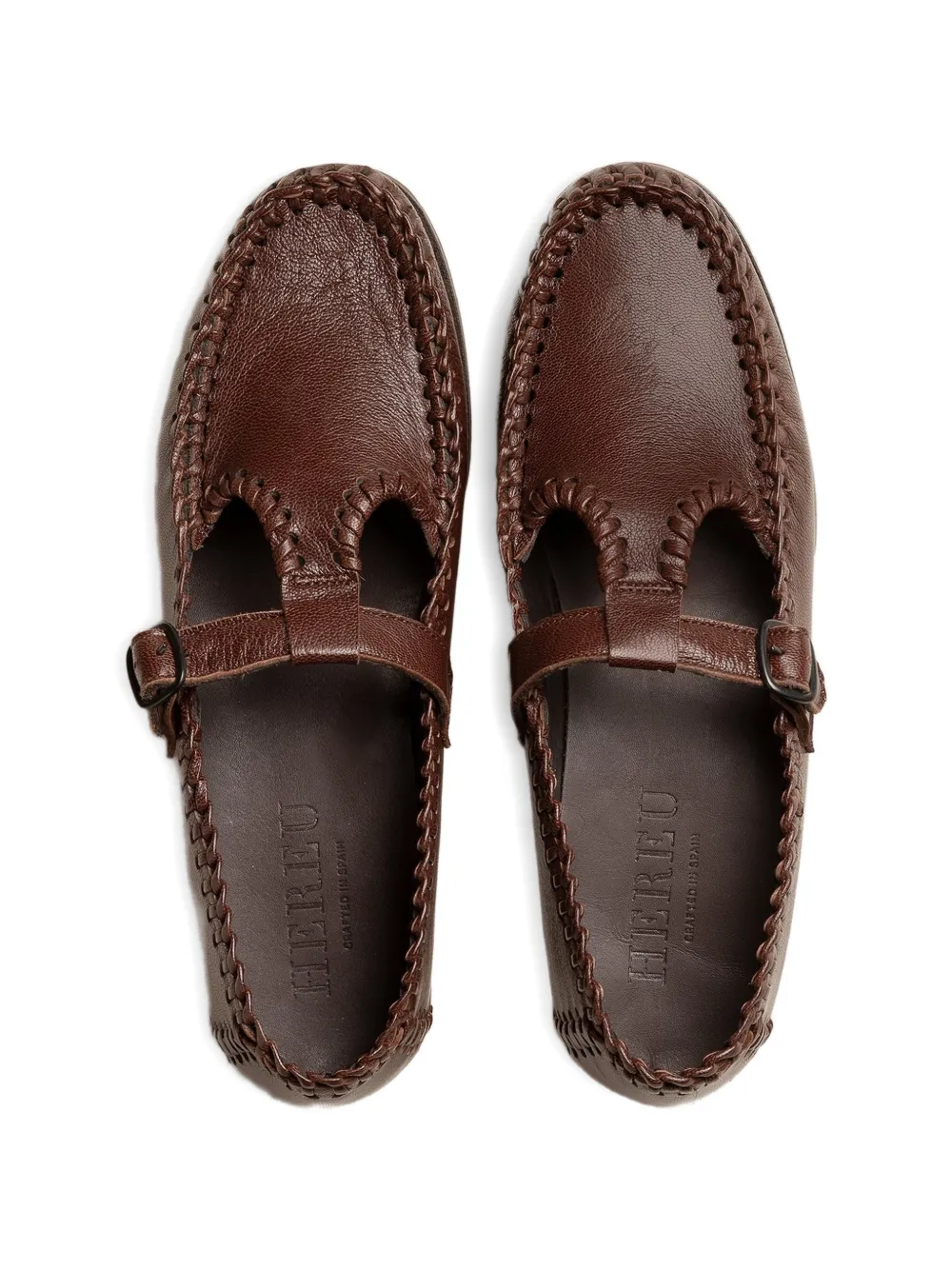 Hereu ALCOVER SUPPLE Shiny loafers met gevlochten T-bandje Bruin