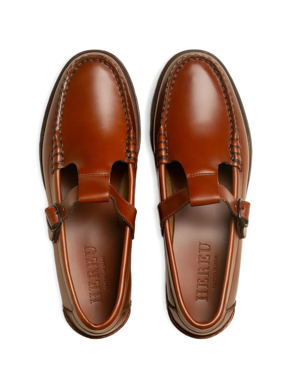 Hereu ALBER loafers met T-bandje en gesp Bruin