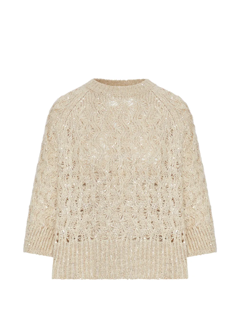 Brunello Cucinelli open-work sequin sweater - Neutrals