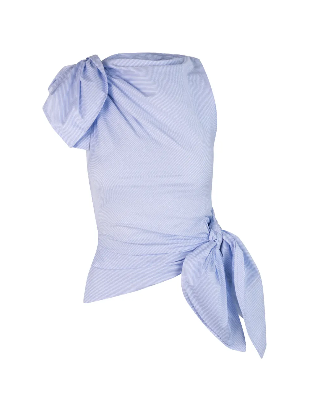 Monse bow drape shirting top - Blu