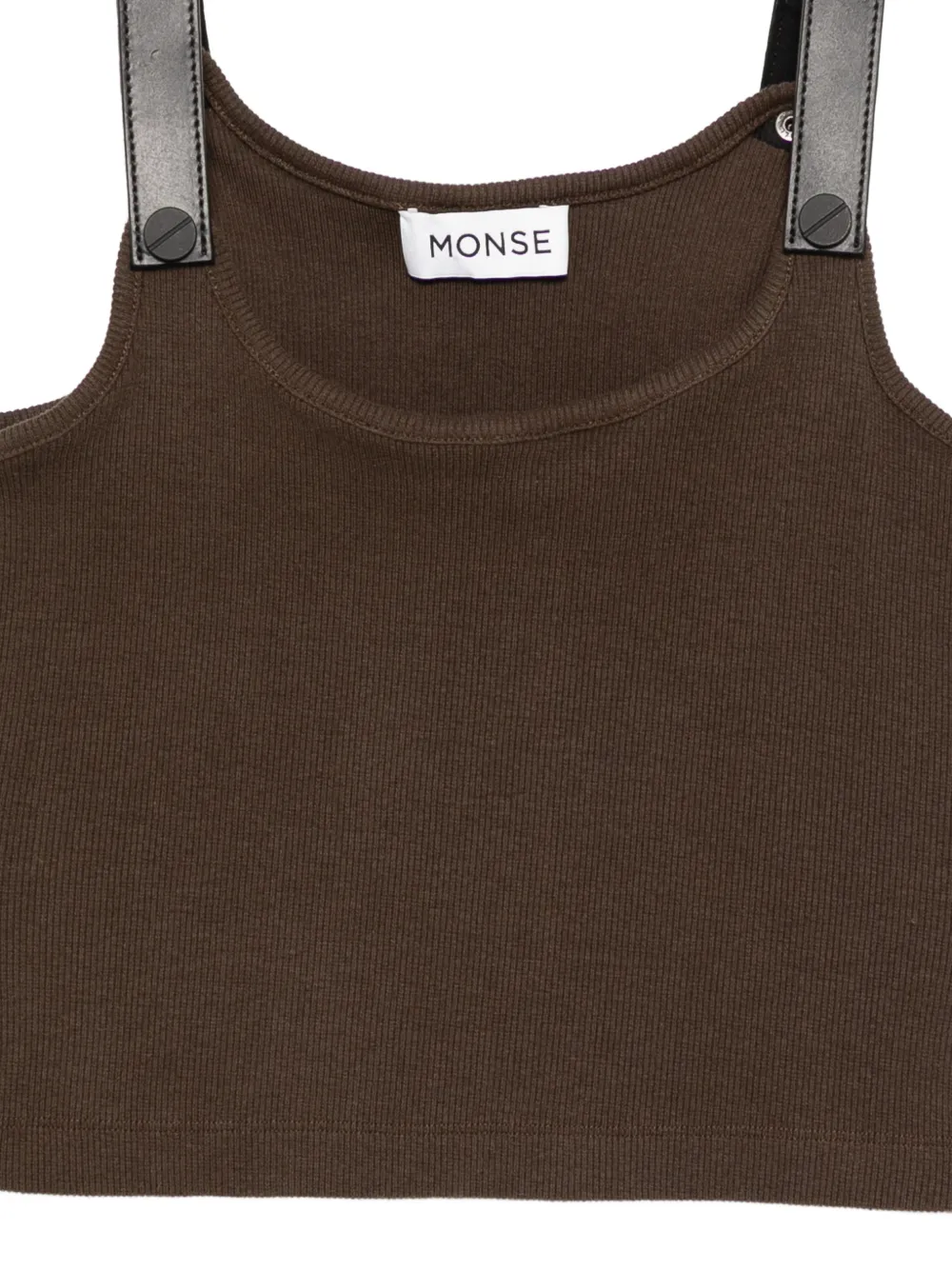  Monse Leather Harness Tank Top - Brown 