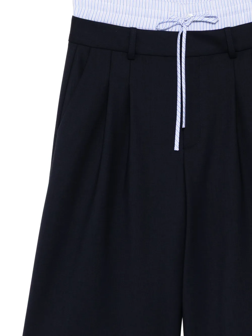 Monse Broek met dubbele tailleband Blauw