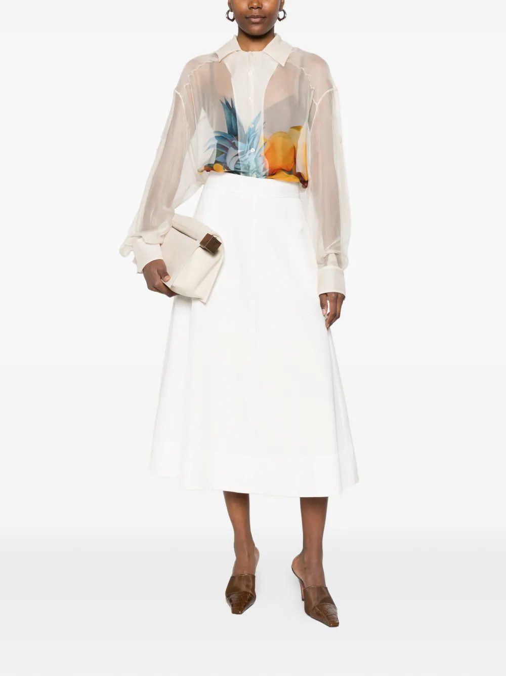  P.a.r.o.s.h. A-line Midi Skirt - White 