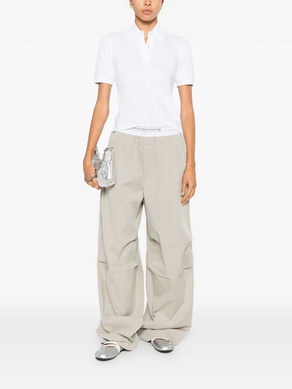 Alexander Wang Broek met elastische plooi op de knie Groen