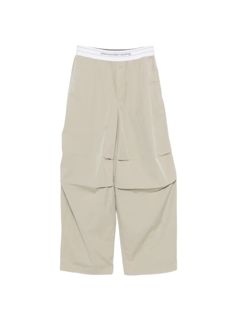 Alexander Wang logo-elastic pleated-knee trousers - Verde