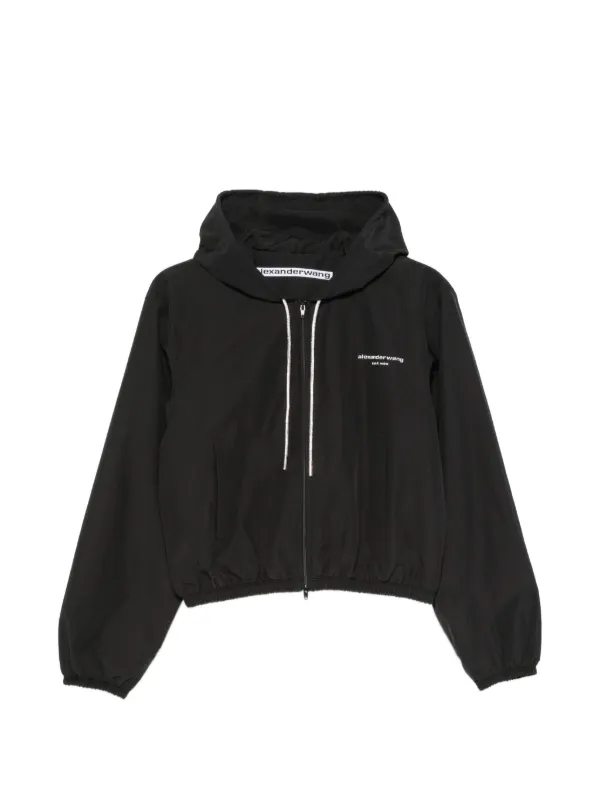 Alexander Wang Crystal Drawcord Hoodie Jacket in Black