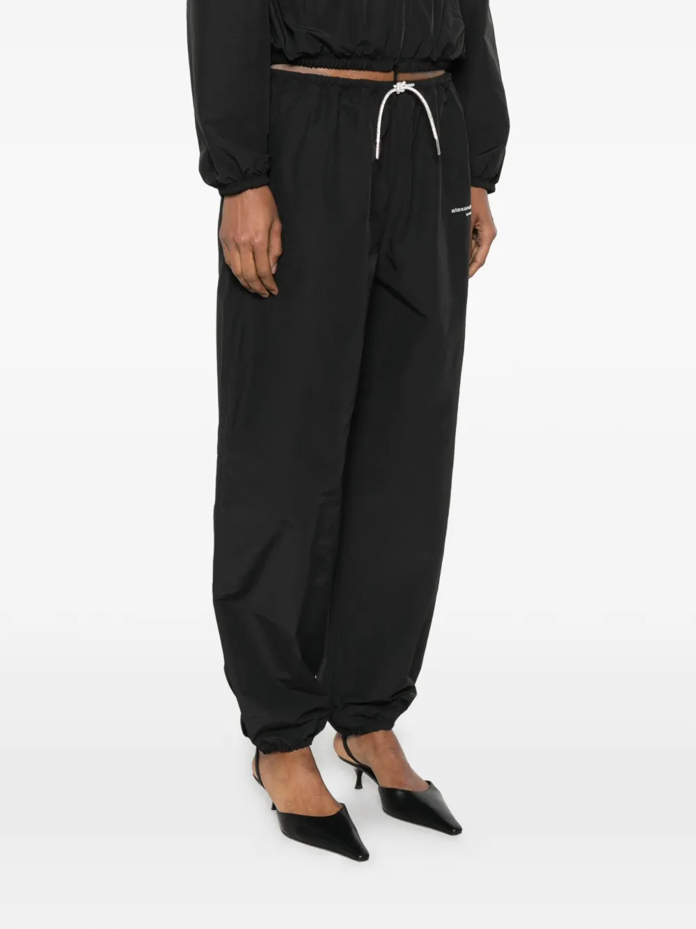 Alexander Wang Mid-waist trainingsbroek met trekkoord en kristallen Zwart