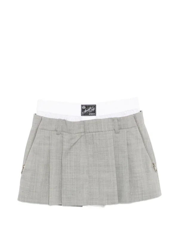 Alexander Wang Zip Detail Pre-styled Mid-rise Pleated Skorts in Grey
