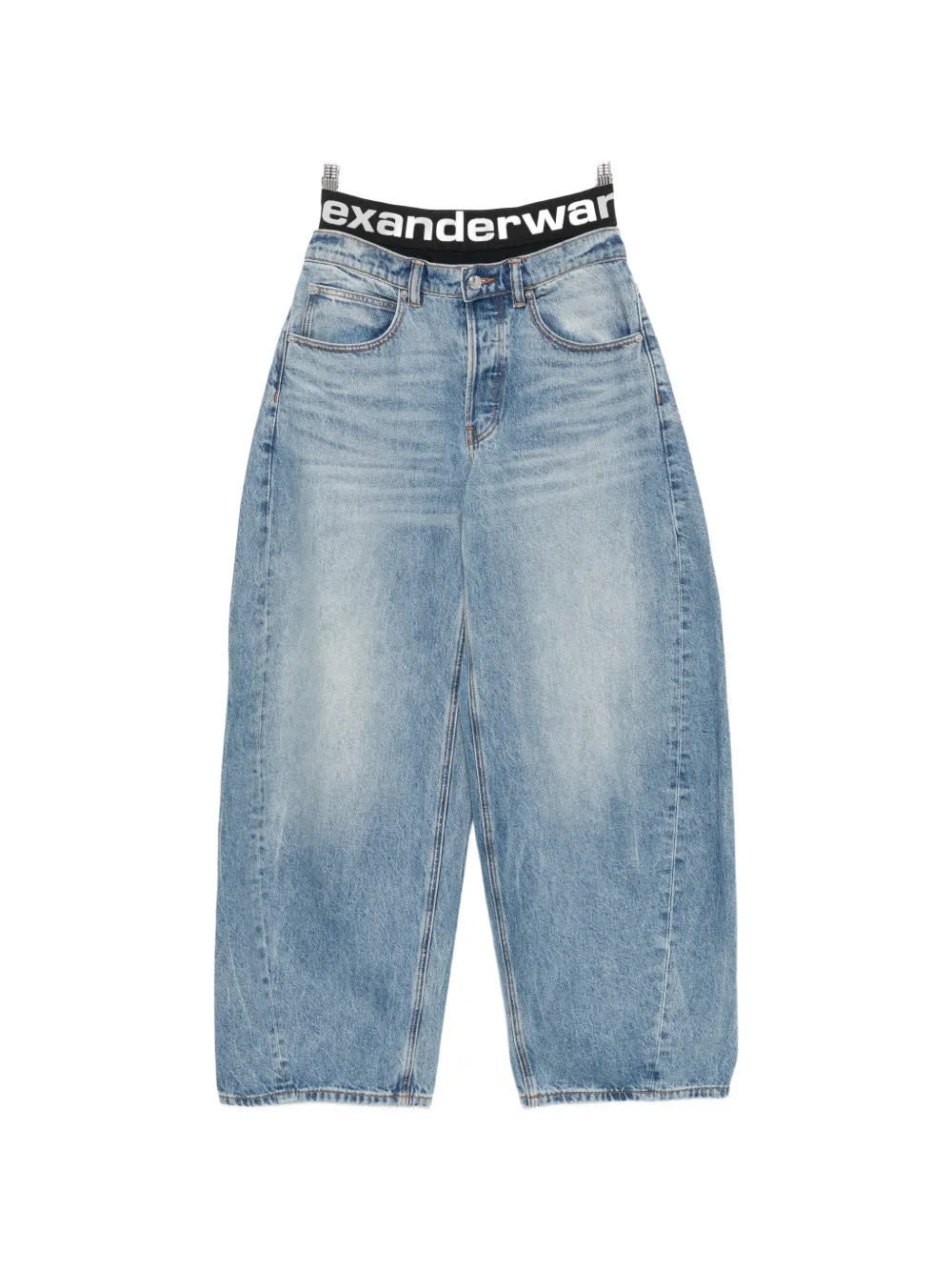 Alexander Wang logo-waistband wide-leg jeans - Blu