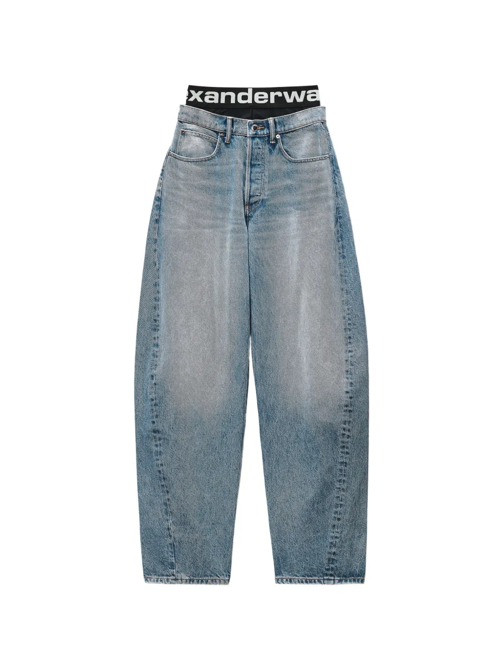 Alexander Wang logo-waistband wide-leg jeans - Blu