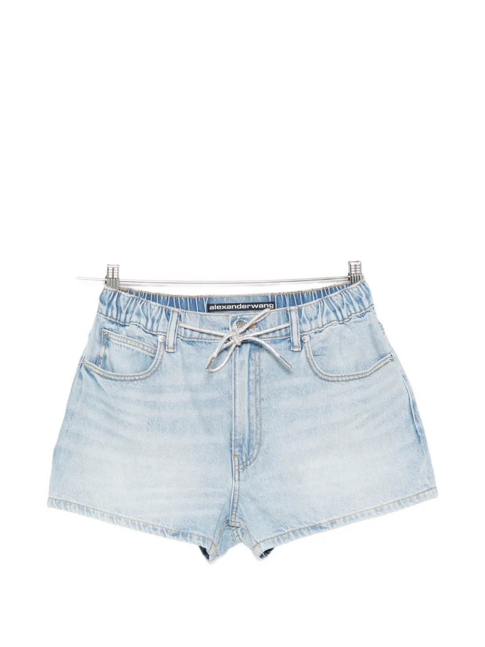 Alexander Wang Marathon Crystal-drawstring Shorts In Blue