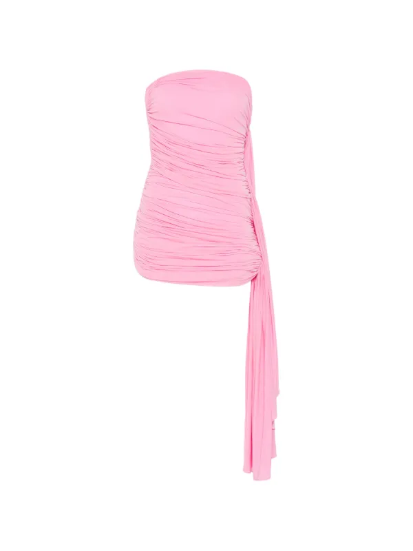 alexander wang asymmetric dress Ruched Strapless Mini in Pink t-shirt dress Silk Wedding Dresses & Size(<a href=