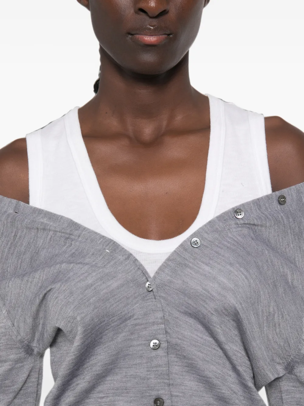 Alexander Wang Off-shoulder button-down vest Grijs