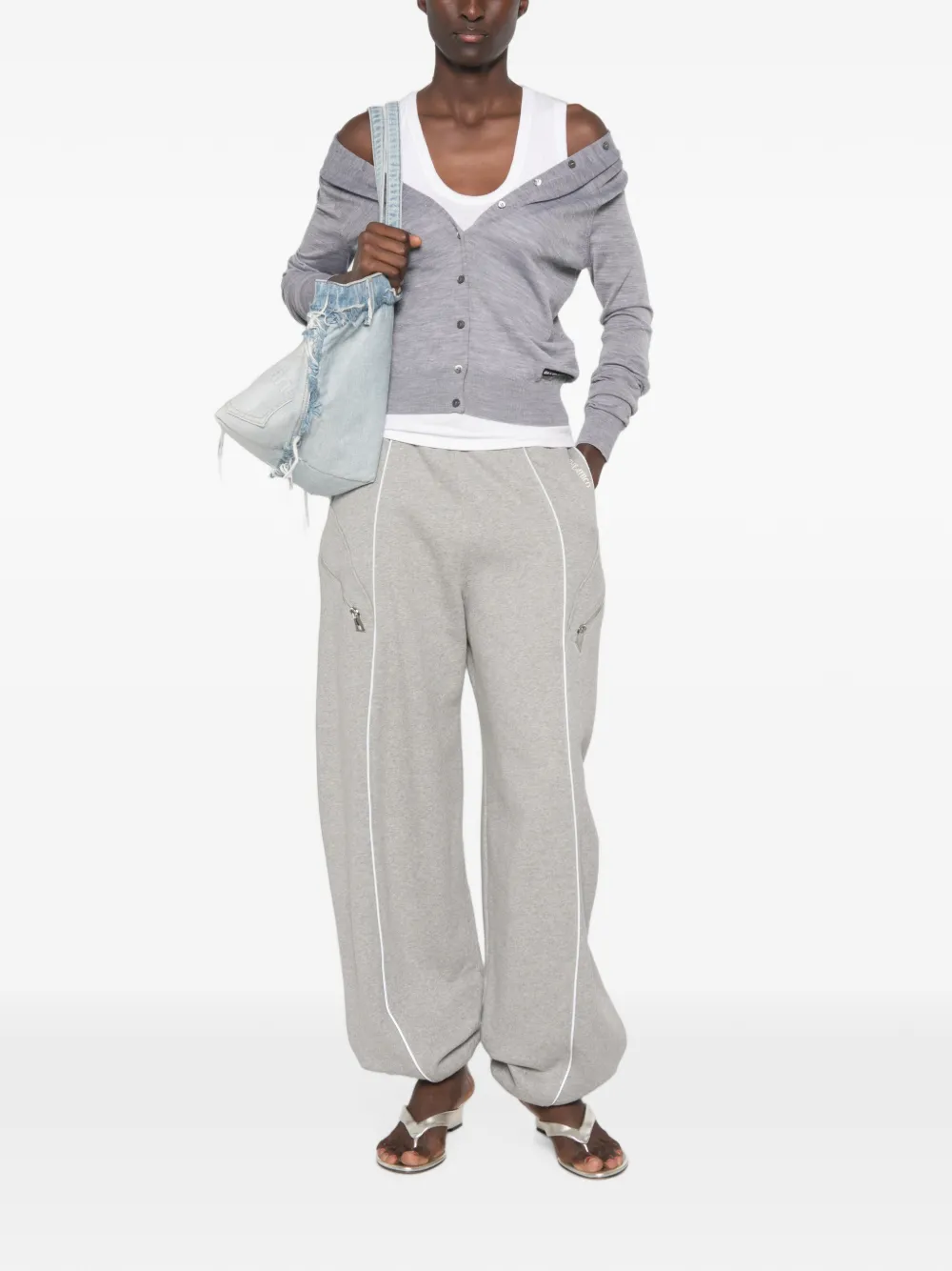 Alexander Wang Off-shoulder button-down vest Grijs