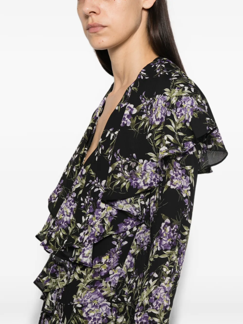 Norma Kamali Jurk met bloemenprint Zwart