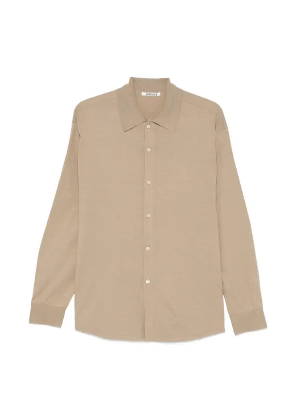 Auralee Washed Finx Twill Slim Shirt in Neutrals