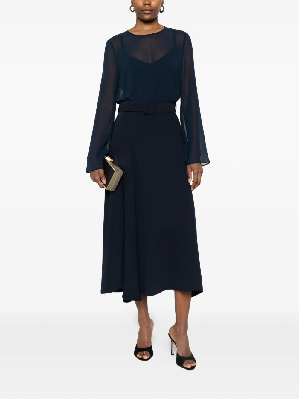 P.A.R.O.S.H. Jurk met ceintuur Blauw