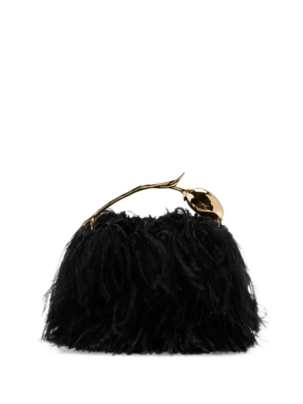 Erdem Mini Bloom Feather Tote Bag in Black
