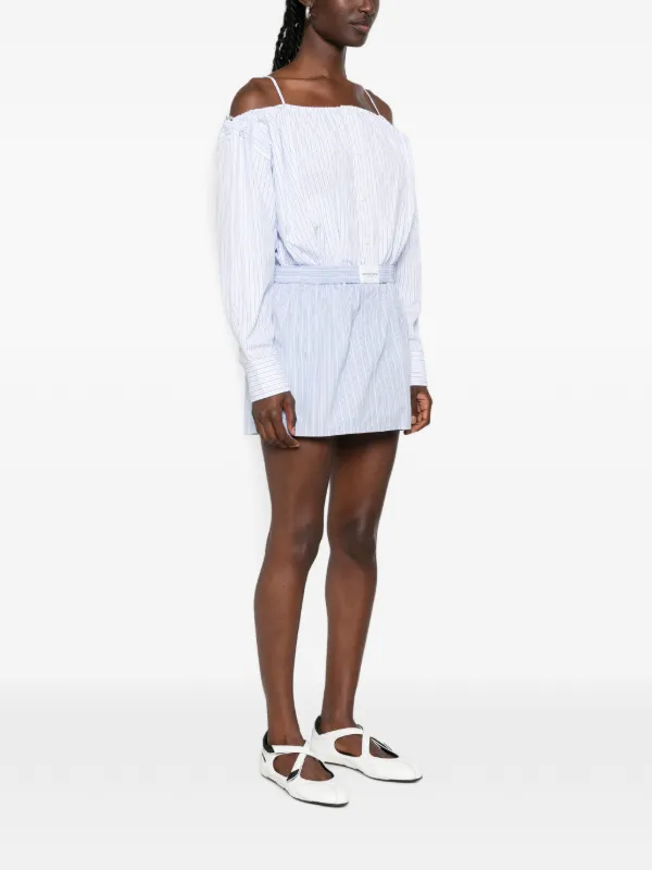 blue and white striped off shoulder dress Alexander Wang off-shoulder Mini | Size:FR40 - US8 - UK12