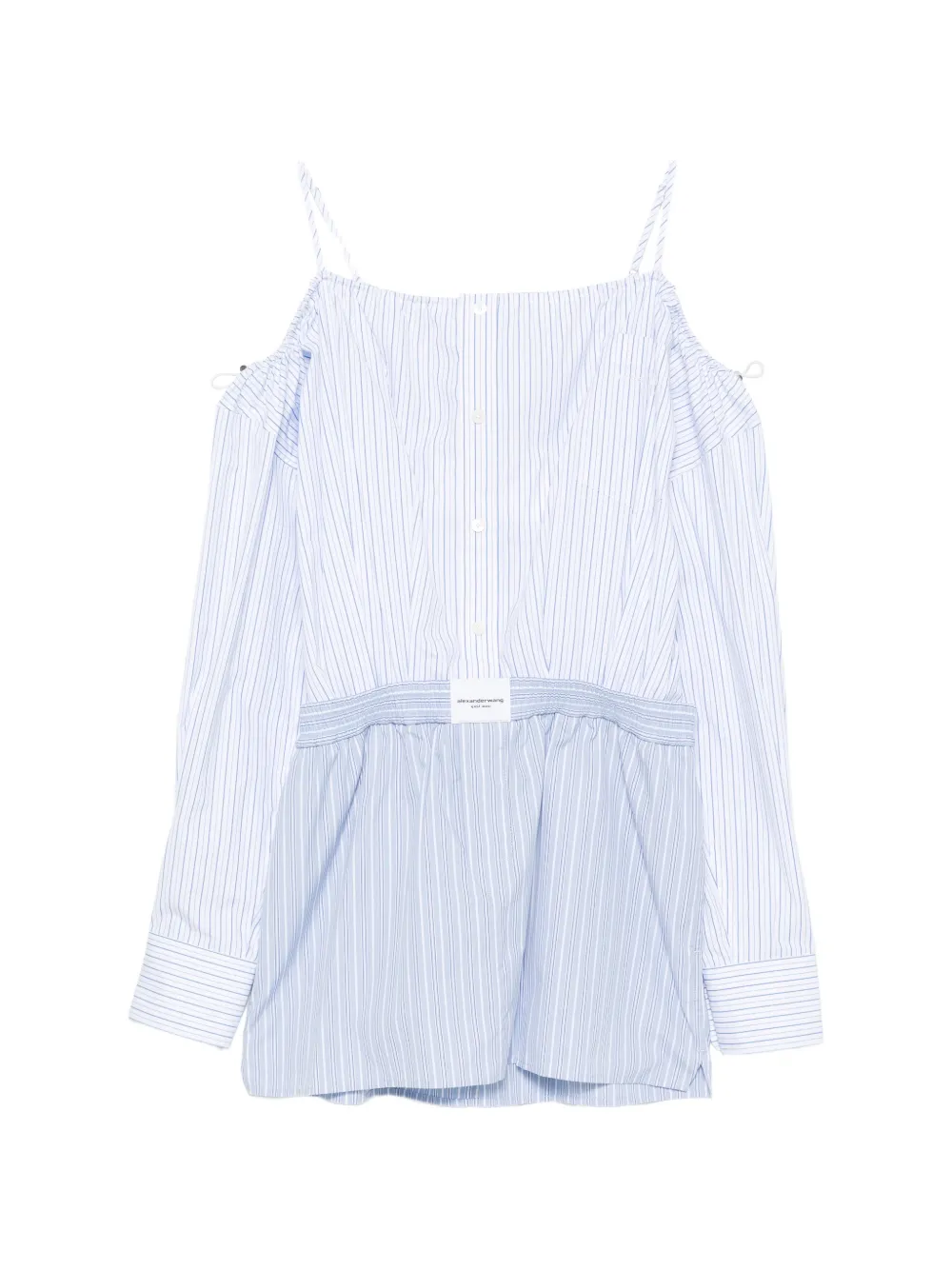 Alexander Wang striped off-shoulder mini dress - Blue