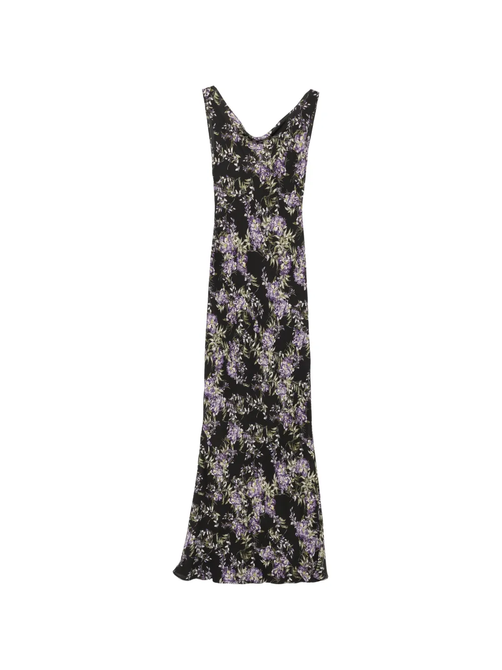 Norma Kamali floral-print cowl-neck dress - Nero