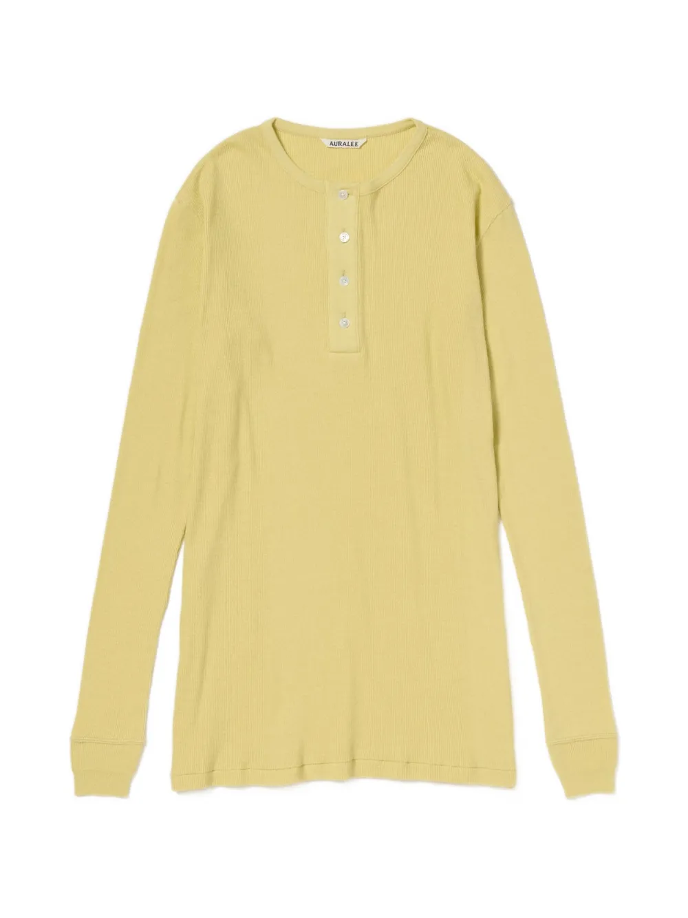 Auralee Henley ribgebreide top Geel
