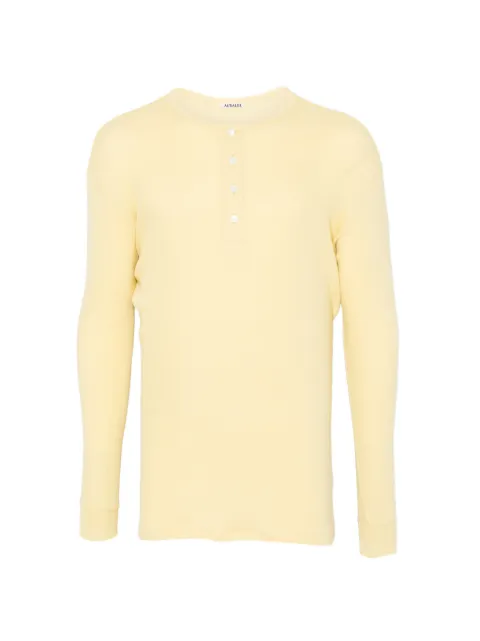 Auralee Henley ribbed-knit top