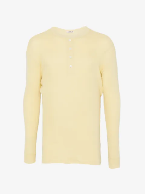 Auralee Henley ribbed-knit top