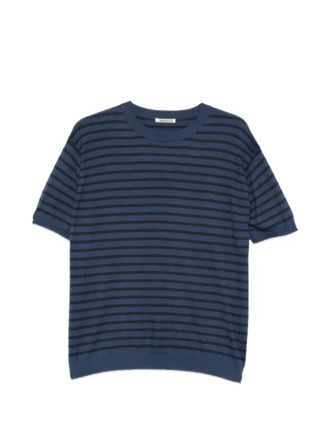 Auralee high-gauge striped cotton T-shirt