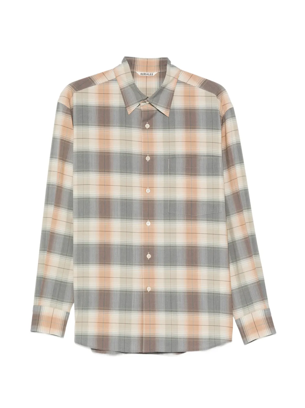 Auralee check-print wool shirt - Nude