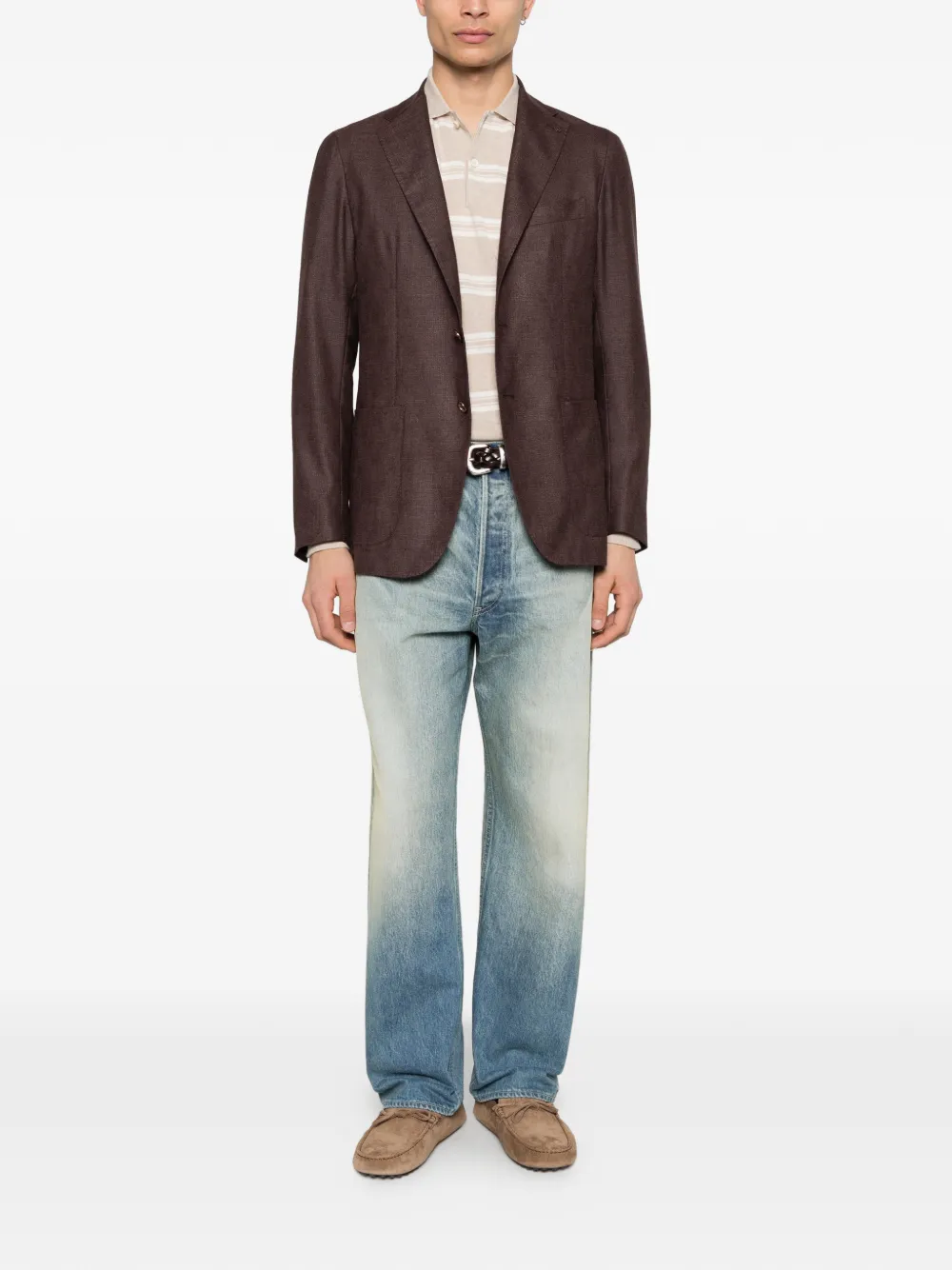 Tagliatore Jack met klepzak en knoopsluiting Bruin
