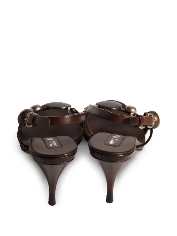 Miu Miu Leather Sandals | Brown | FARFETCH
