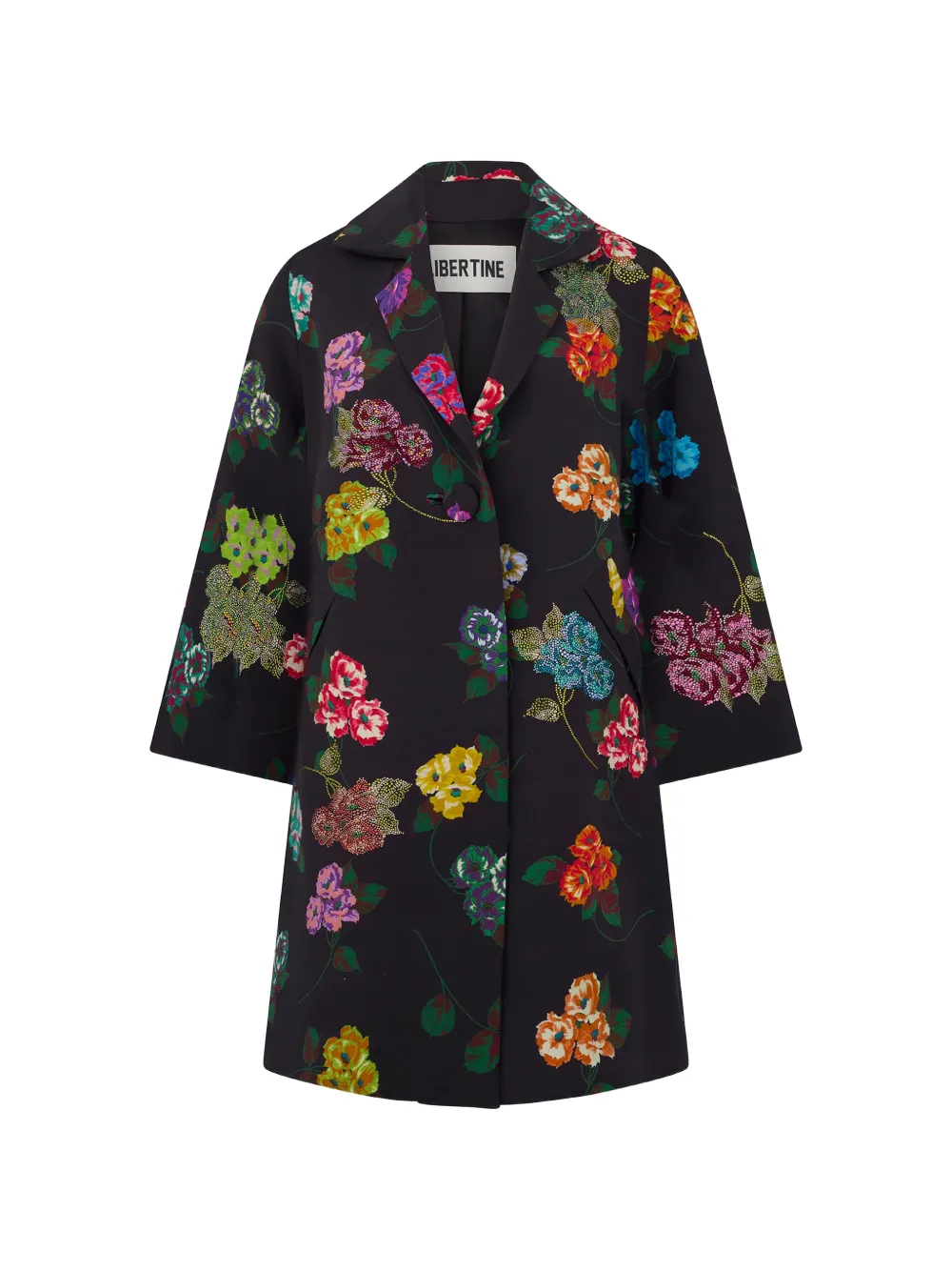 Libertine notched-lapel floral-print coat - Nero