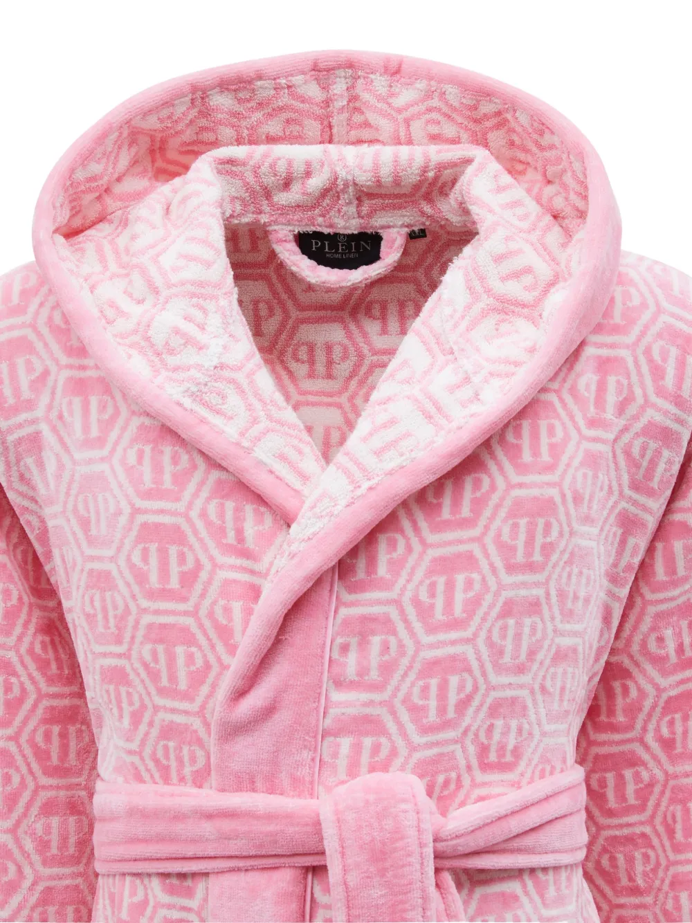  Philipp Plein Hooded Patterned Bath Robe - Pink 