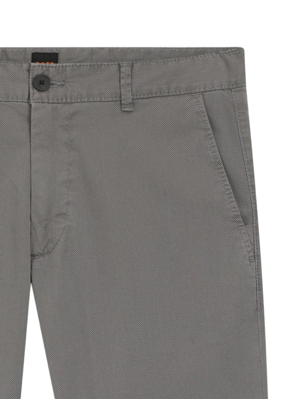 BOSS Slim-fit chino van stretch-katoenen twill met print Grijs