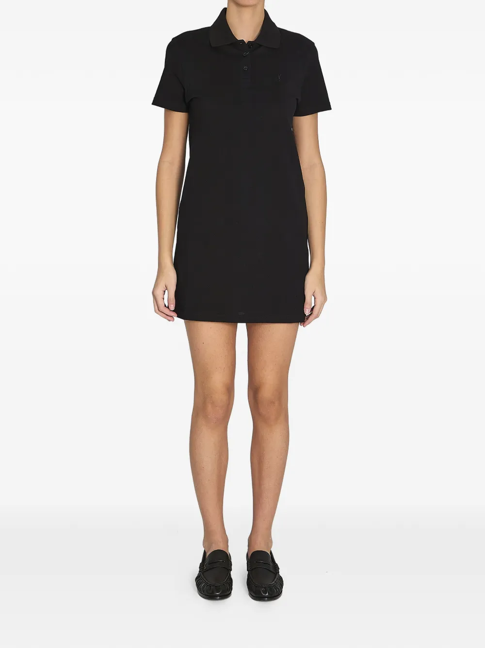 Saint Laurent Cassandre-embroidered piqué mini dress - Schwarz