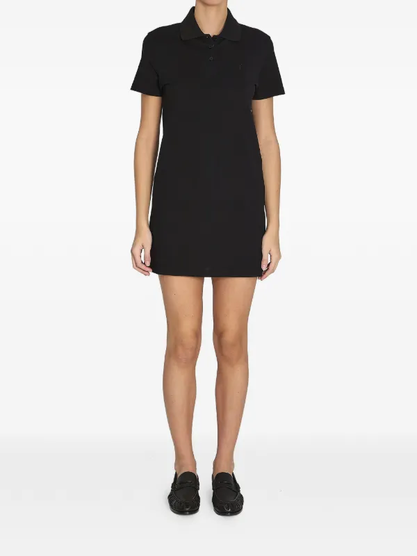 Saint Laurent Buttoned Polo Dress in Black