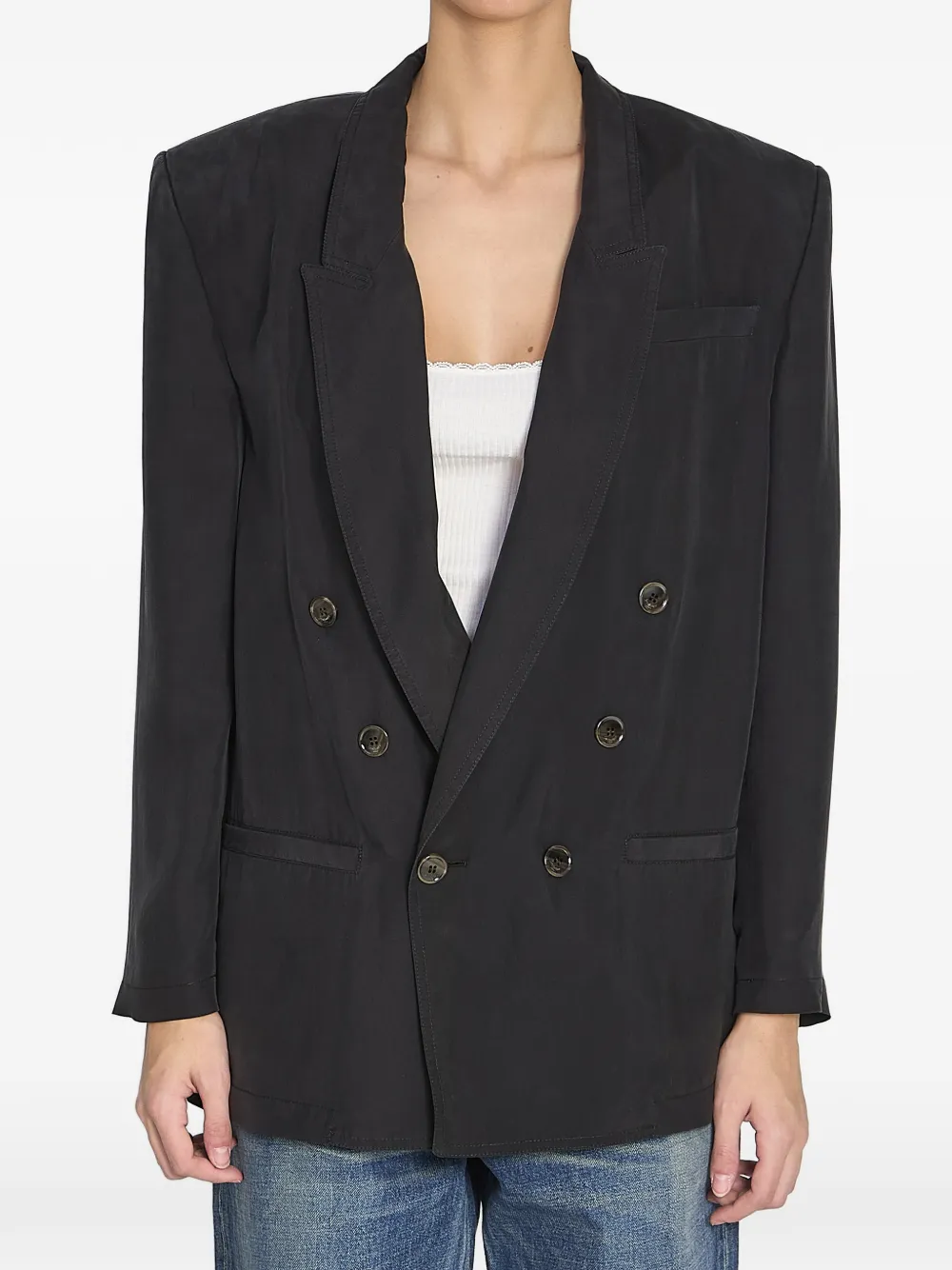 Saint Laurent double-breasted peak-lapel blazer - Black