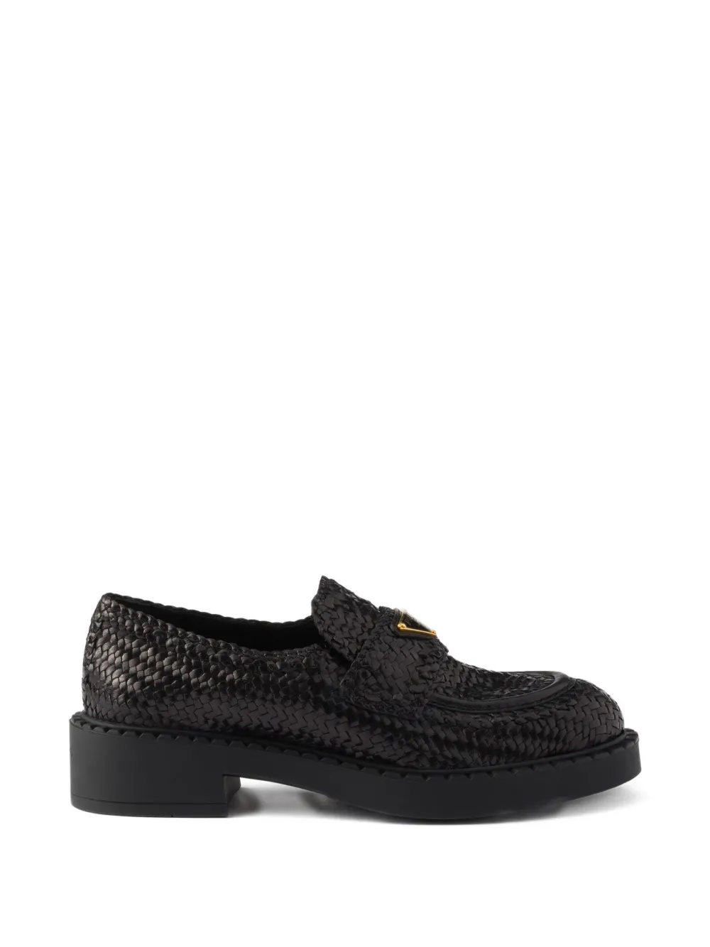 Prada woven leather loafers Zwart