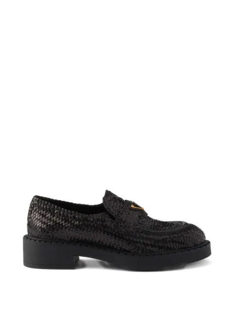 Prada woven leather loafers