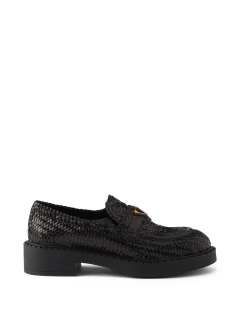 Prada woven leather loafers