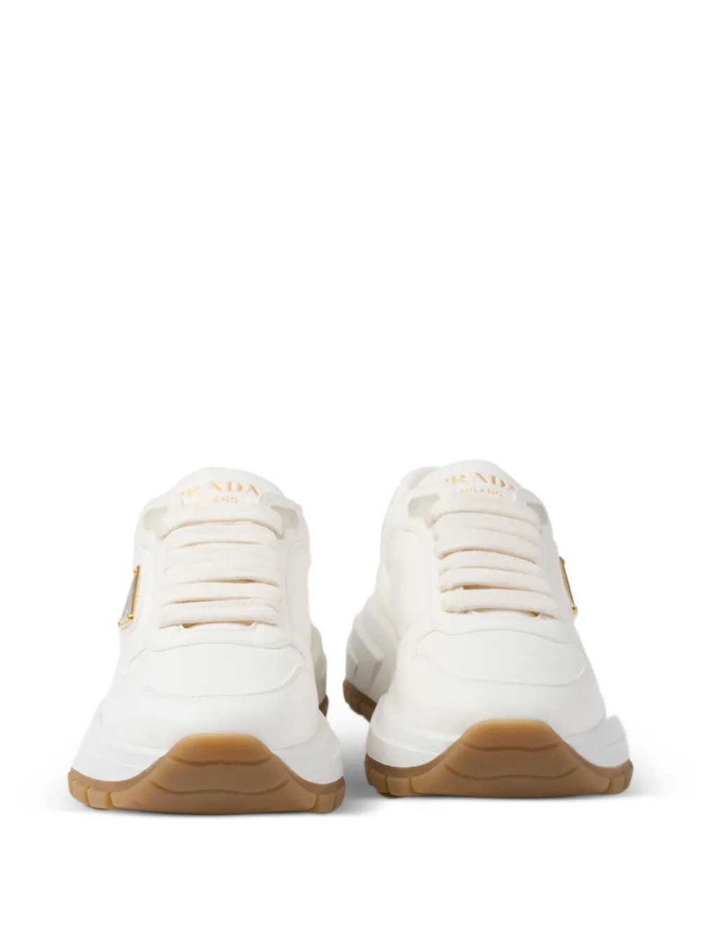 Prada Prax 01 Leather Sneakers in White, view 5