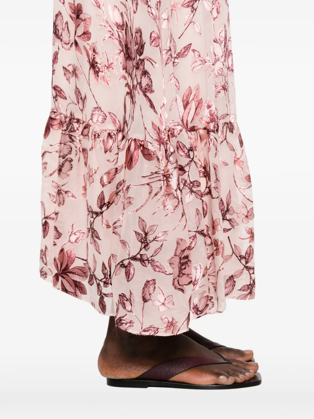 alice + olivia Stevie maxi-rok met bloemenprint en ruches Roze