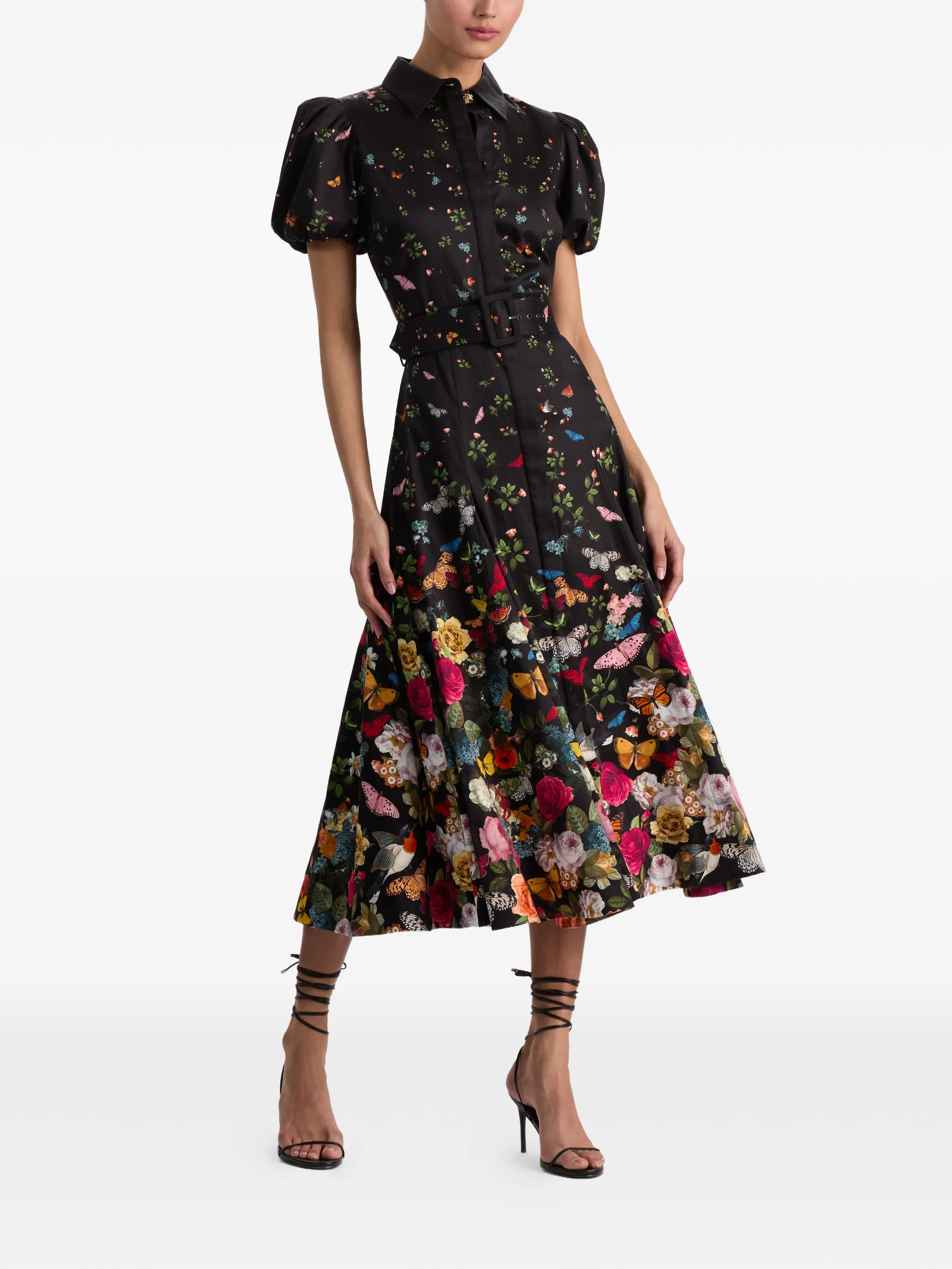 alice + olivia Henrietta floral belted midi dress