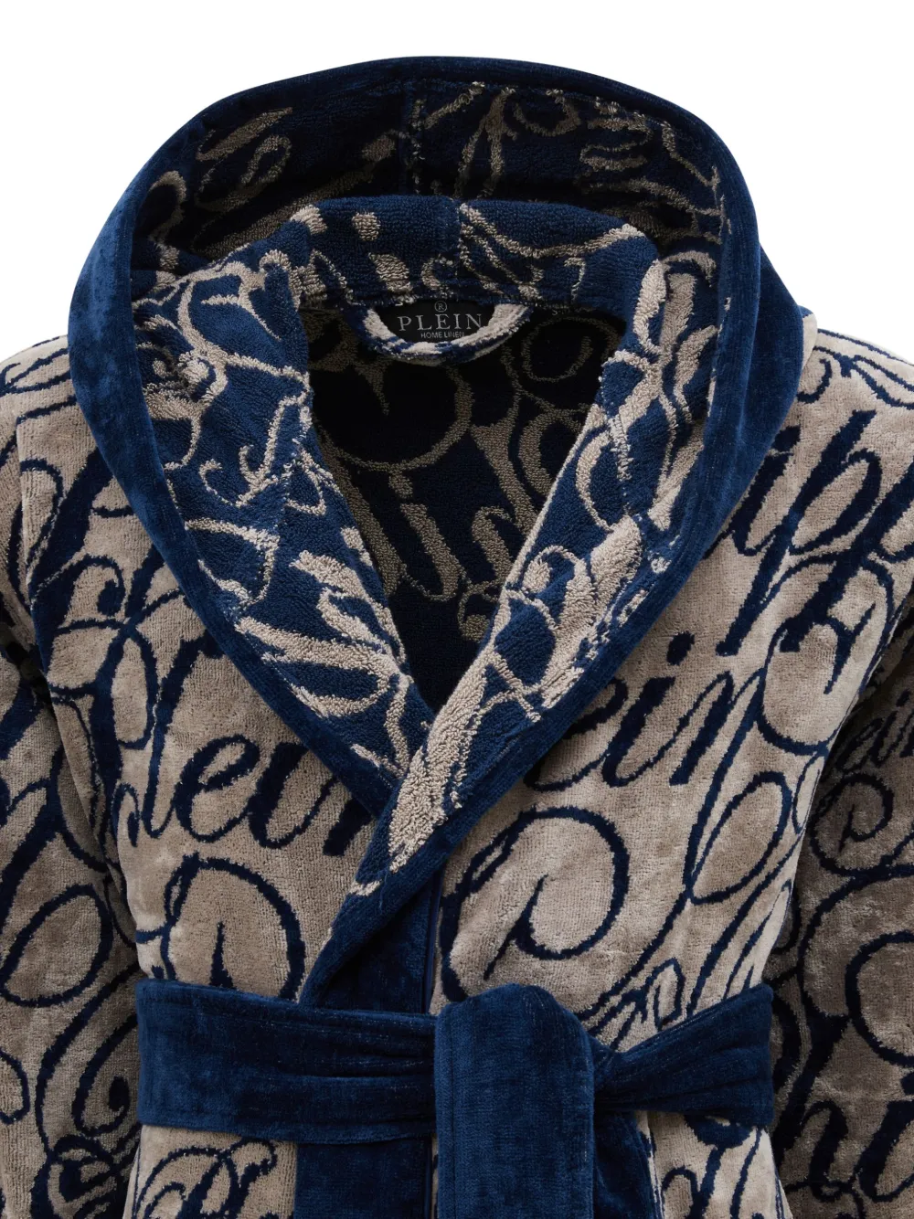  Philipp Plein Hooded Signature Bathrobe - Blue 