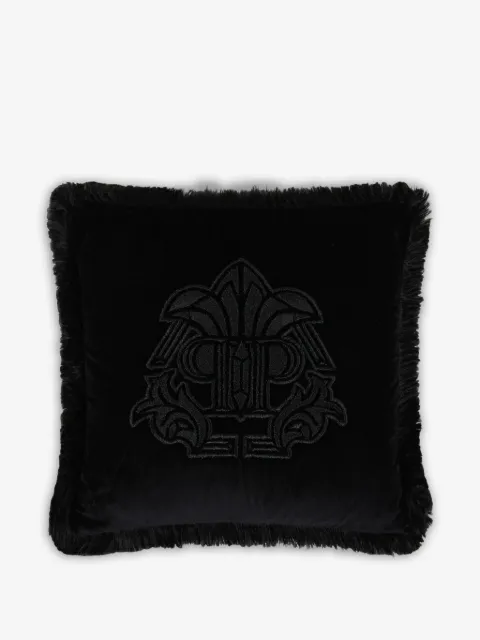 Philipp Plein monogram fringed cushion