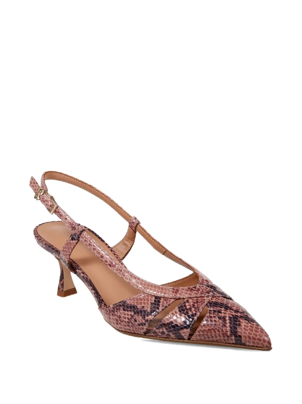 Sergio Levantesi snake-effect strap pumps Roze