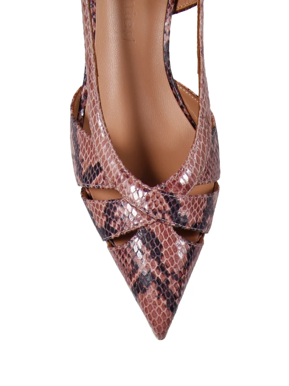 Sergio Levantesi snake-effect strap pumps Roze